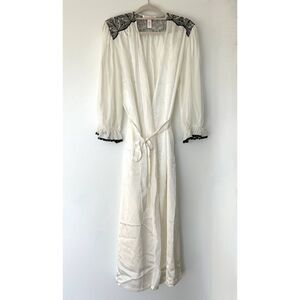 🎀 Vintage Oscar de la Renta Pink Label White Satin Lingerie Gown Robe Medium 🎀